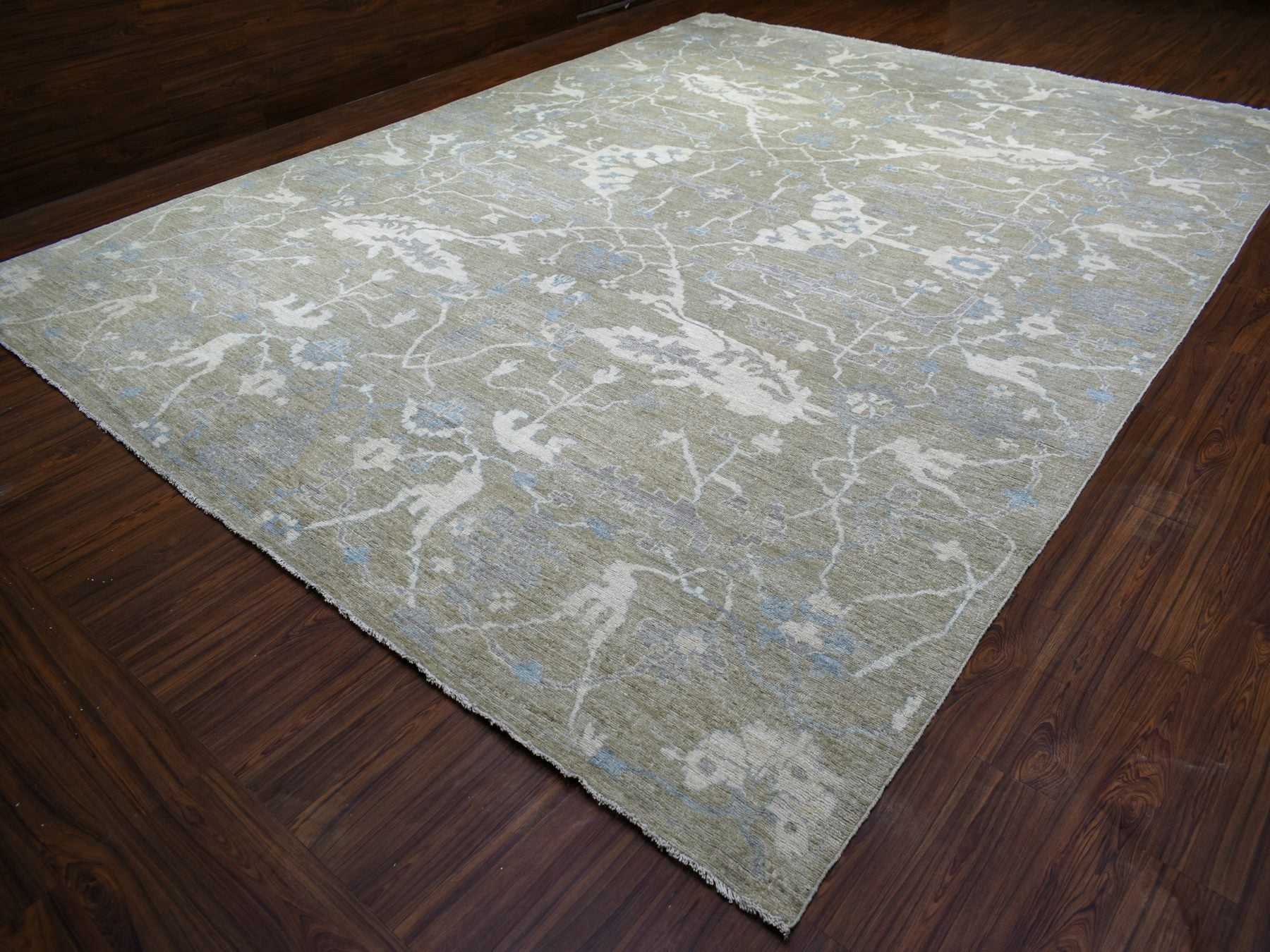Oushak Oushak hand-knotted wool rug in Green, 12'1" x 15'5" — SKU O070999 (view 3)