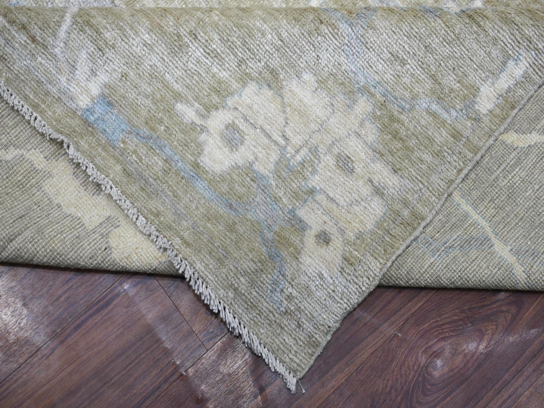 Oushak Oushak hand-knotted wool rug in Green, 12'1" x 15'5" — SKU O070999 (view 6)