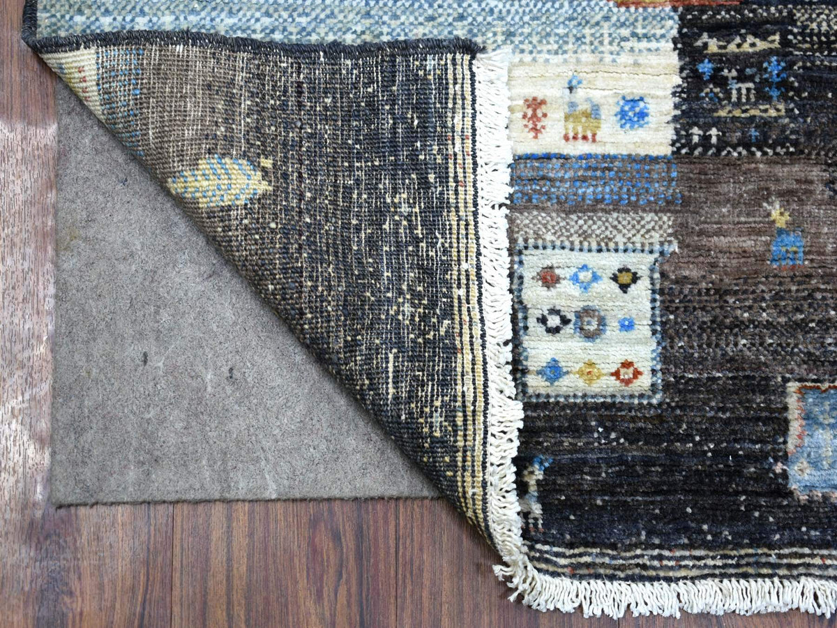 Gabbeh Tribal & Geometric hand-knotted wool rug in Black, 3'1" x 5' — SKU O071031 (view 2)