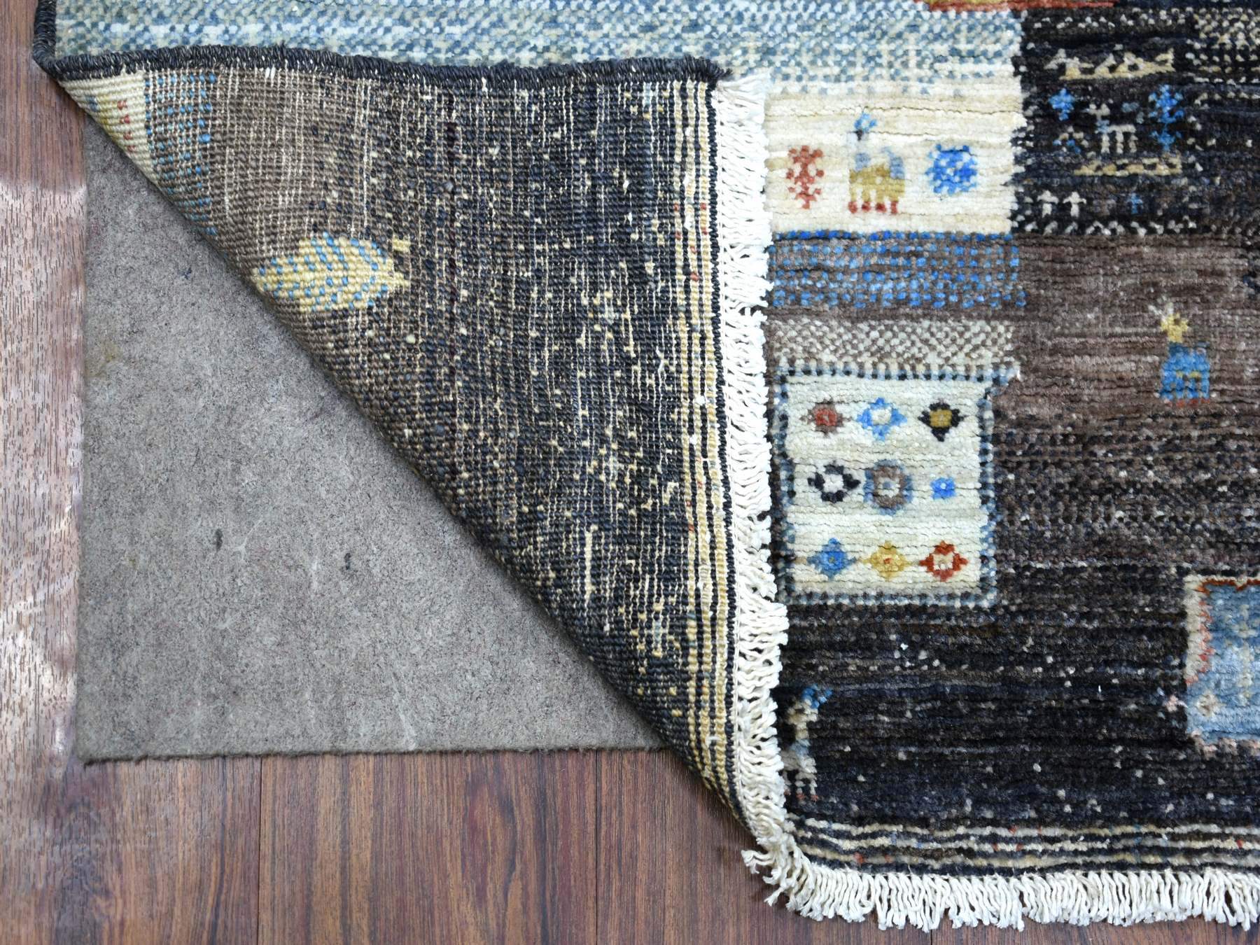 Gabbeh Tribal & Geometric hand-knotted wool rug in Black, 3'1" x 5' — SKU O071031 (view 2)