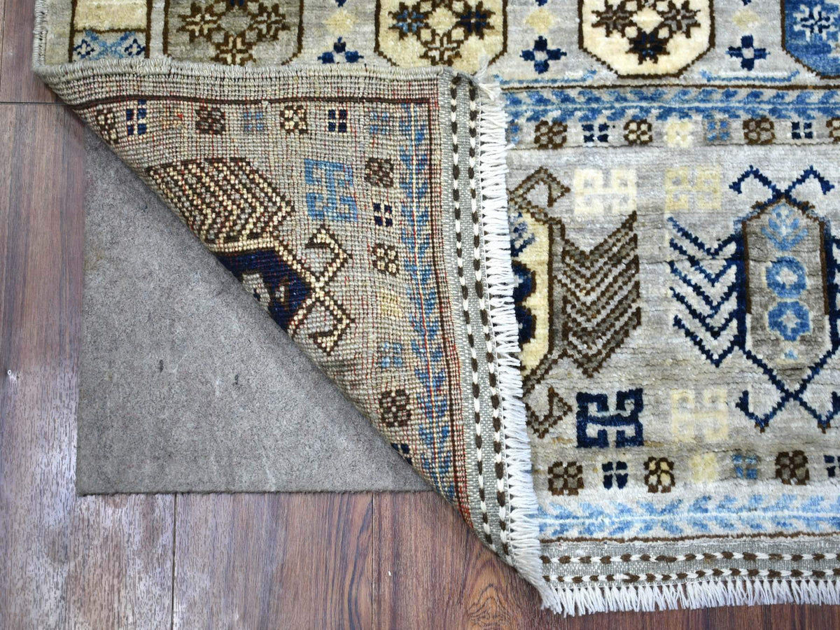 Ersari Tribal & Geometric hand-knotted wool rug in Gray, 3'3" x 4'10" — SKU O071071 (view 2)