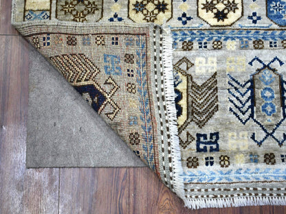 Grey 3'3" x 4'10" Tribal & Geometric Hand knotted Wool Rug - Sku: O071071