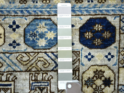 Ersari Tribal & Geometric hand-knotted wool rug in Gray, 3'3" x 4'10" — SKU O071071 (view 3)