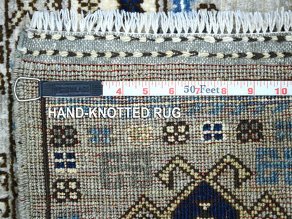 Grey 3'3" x 4'10" Tribal & Geometric Hand knotted Wool Rug - Sku: O071071