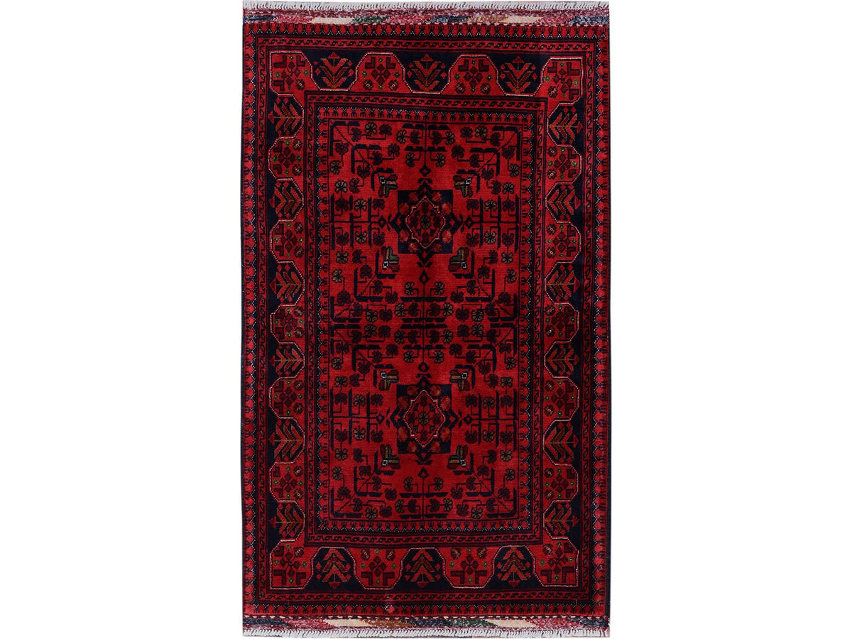 Tribal Tribal & Geometric hand-knotted wool rug in Red, 2'7" x 4'2" — SKU O0710