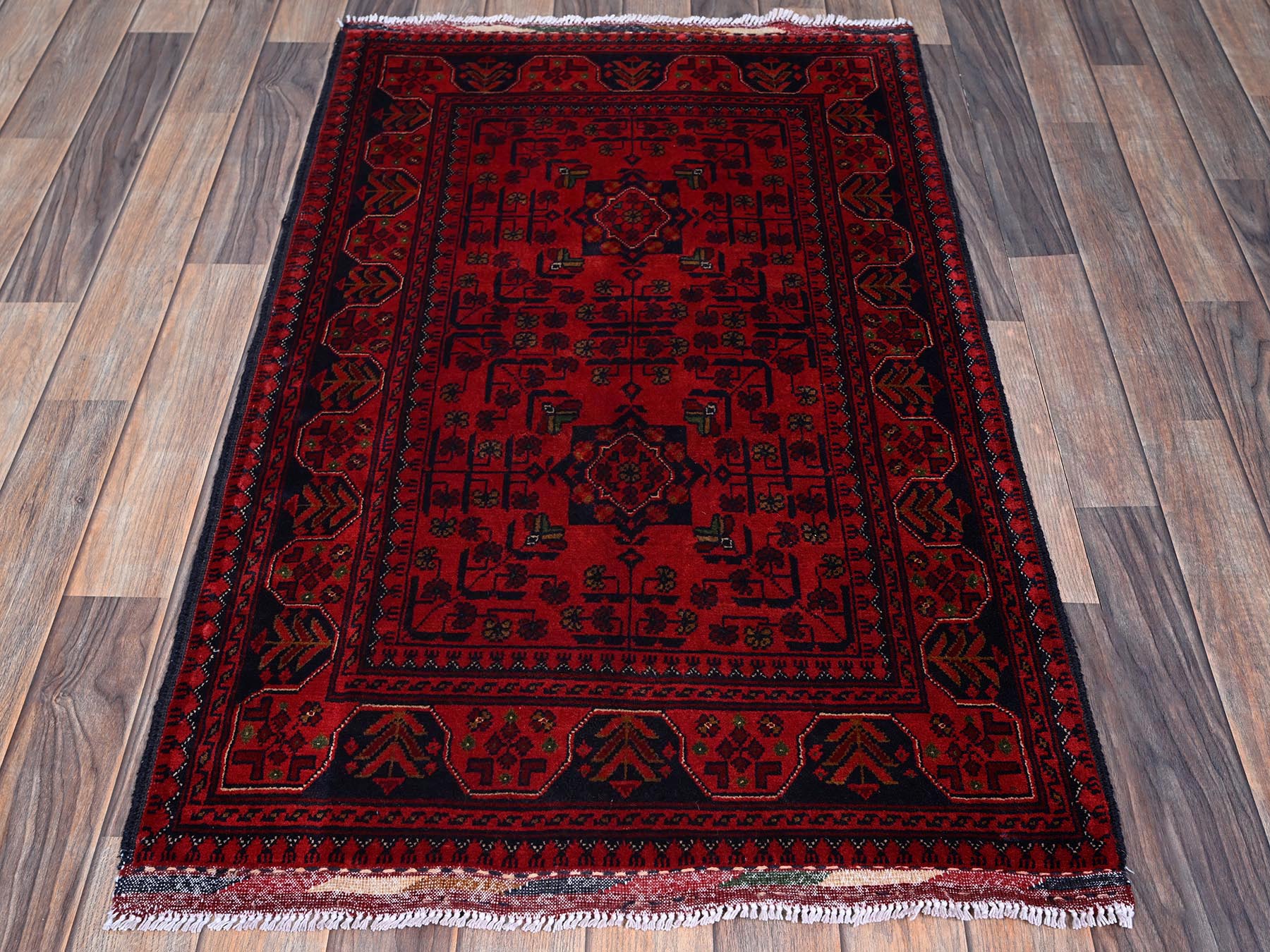 Tribal Tribal & Geometric hand-knotted wool rug in Red, 2'7" x 4'2" — SKU O0710 (view 2)