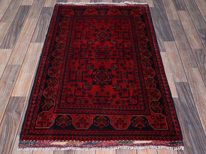 Tribal Tribal & Geometric hand-knotted wool rug in Red, 2'7" x 4'2" — SKU O0710 (view 2)