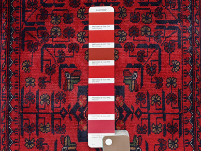 Tribal Tribal & Geometric hand-knotted wool rug in Red, 2'7" x 4'2" — SKU O0710 (view 4)