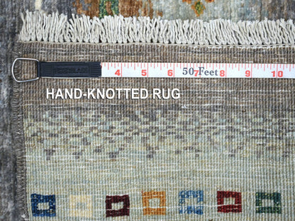 Gabbeh Tribal & Geometric hand-knotted wool rug in Gray, 3'3" x 4'9" — SKU O071138 (view 6)
