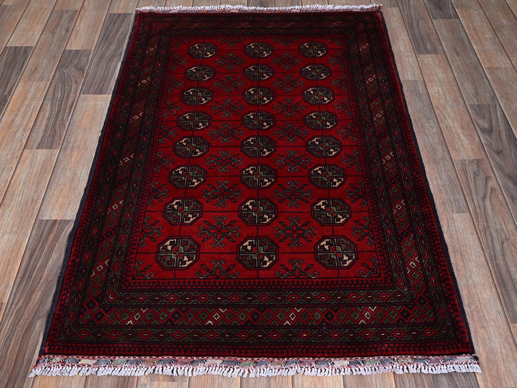 Tribal & Geometric hand-knotted wool rug in Red, 2'9" x 4'4" — SKU O0711 (view 2)