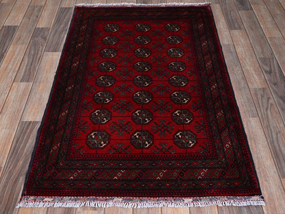 Tribal & Geometric hand-knotted wool rug in Red, 2'9" x 4'4" — SKU O0711 (view 2)