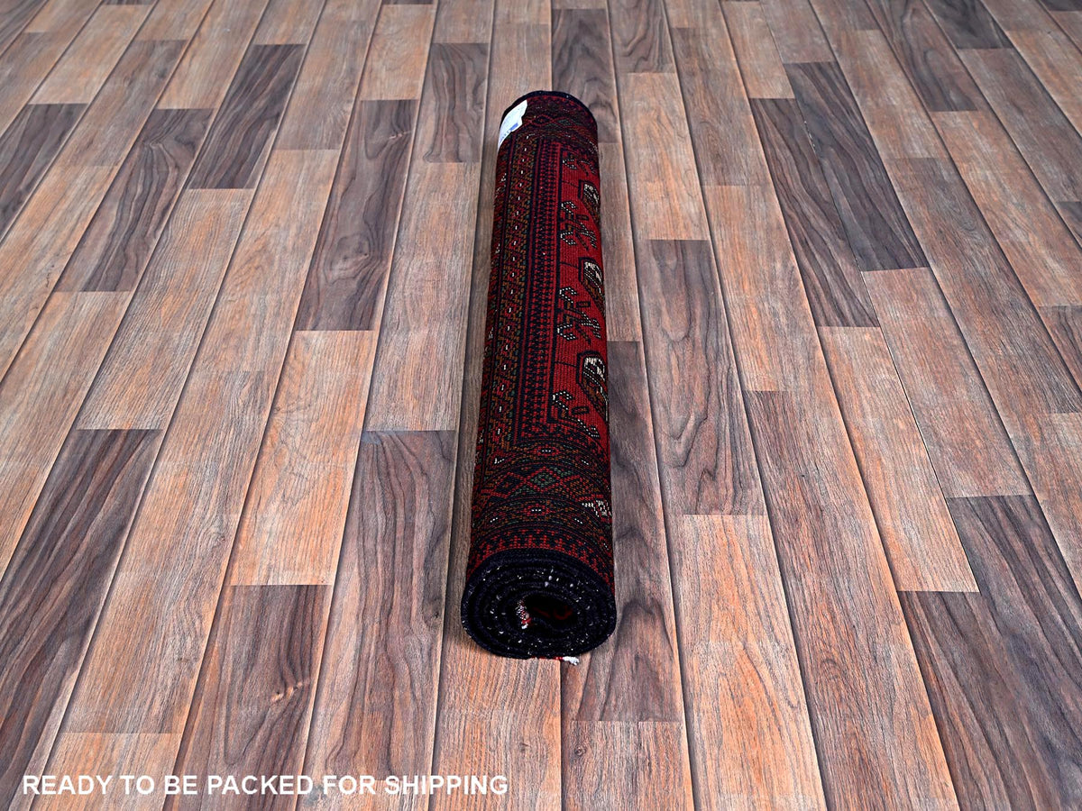 Tribal & Geometric hand-knotted wool rug in Red, 2'9" x 4'4" — SKU O0711 (view 5)