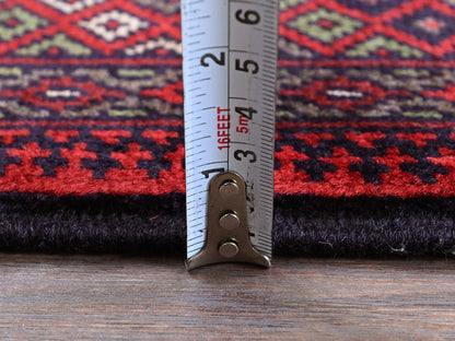 Tribal & Geometric hand-knotted wool rug in Red, 2'9" x 4'4" — SKU O0711 (view 6)