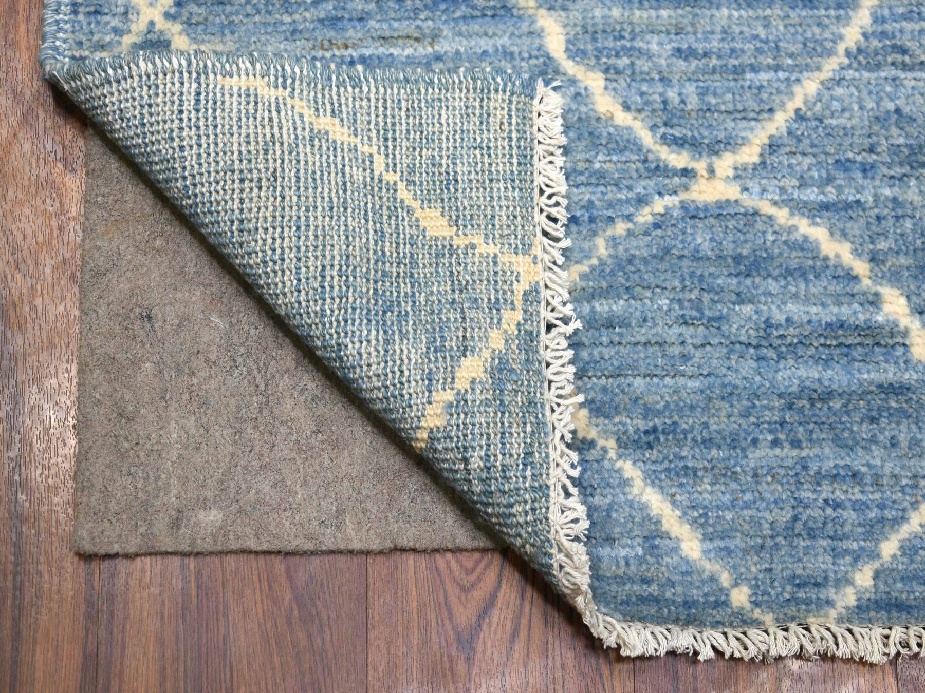 Tribal hand-knotted wool runner in Blue, 2'6" x 11'2", SKU O071222