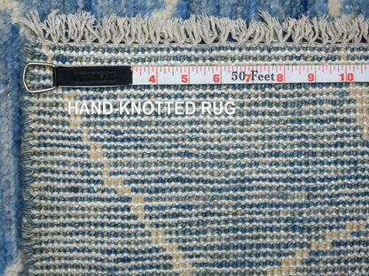 Blue 2'6" x 11'2" Tribal & Geometric Hand knotted Wool Rug - Sku: O071222