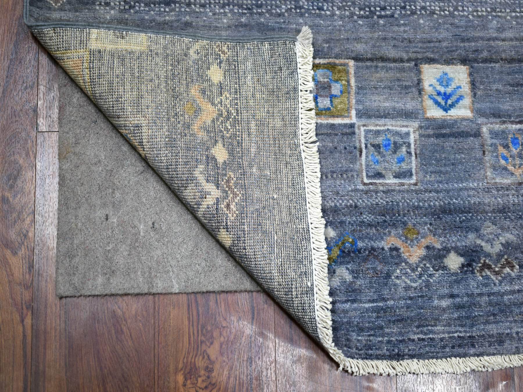 Gabbeh Tribal & Geometric hand-knotted wool runner in Gray, 2'7" x 9'8" — SKU O071251 (view 2)