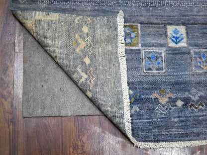 Gabbeh Tribal & Geometric hand-knotted wool runner in Gray, 2'7" x 9'8" — SKU O071251 (view 2)