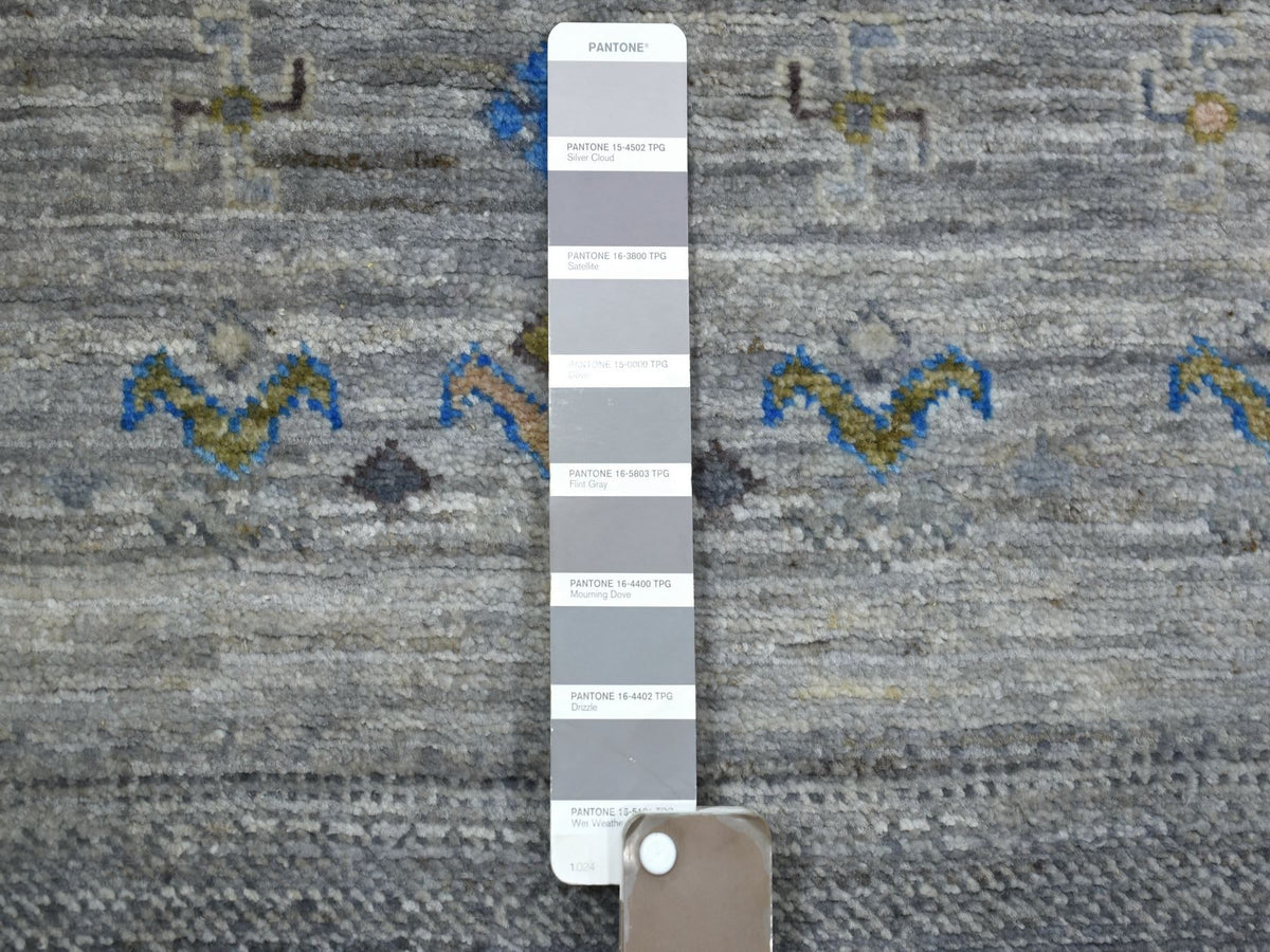 Gabbeh Tribal & Geometric hand-knotted wool runner in Gray, 2'7" x 9'8" — SKU O071251 (view 3)