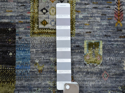Grey 4'0" x 5'10" Tribal & Geometric Hand knotted Wool Rug - Sku: O071253
