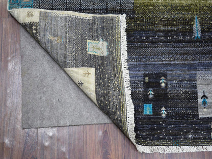 Grey 4'0" x 5'10" Tribal & Geometric Hand knotted Wool Rug - Sku: O071254