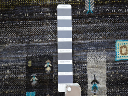 Grey 4'0" x 5'10" Tribal & Geometric Hand knotted Wool Rug - Sku: O071254