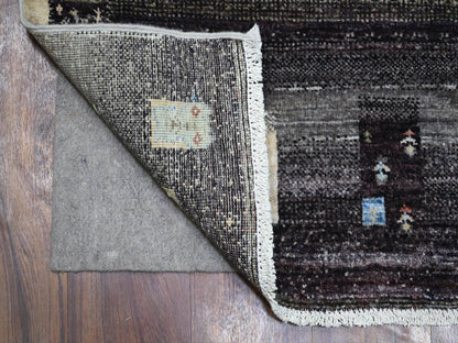 Gabbeh Tribal & Geometric hand-knotted wool rug in Gray, 3'10" x 6' — SKU O071257 (view 2)