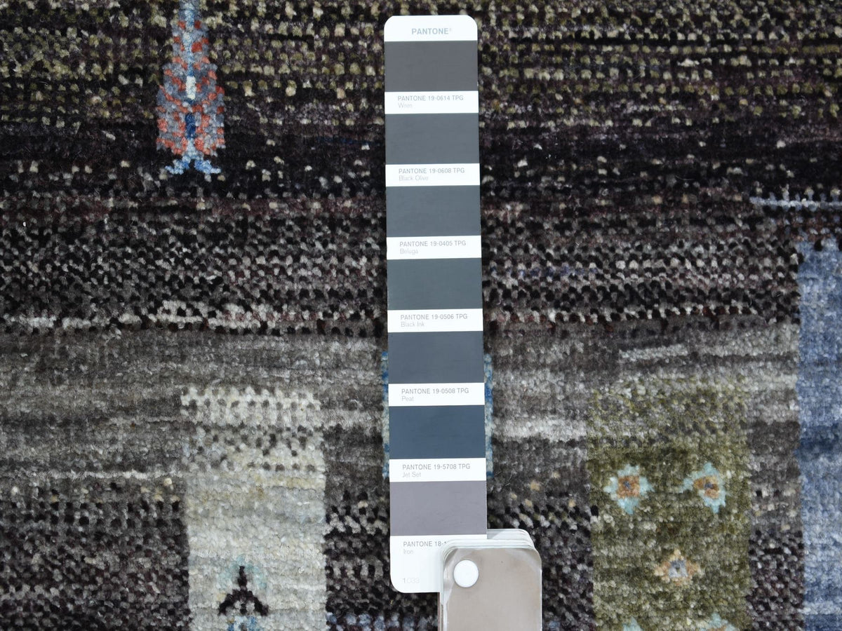 Gabbeh Tribal & Geometric hand-knotted wool rug in Gray, 3'10" x 6' — SKU O071257 (view 3)