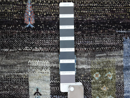 Gabbeh Tribal & Geometric hand-knotted wool rug in Gray, 3'10" x 6' — SKU O071257 (view 3)