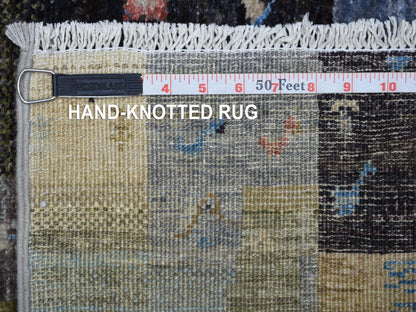 Grey 3'10" x 6'0" Tribal & Geometric Hand knotted Wool Rug - Sku: O071257