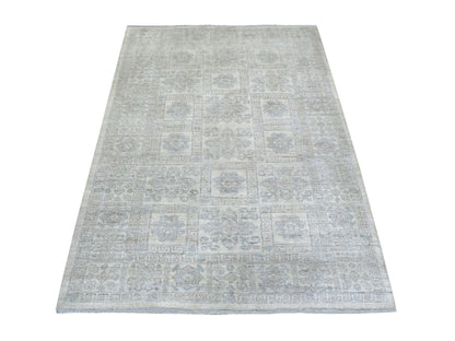 Ivory 4'1" x 5'9" Oushak And Peshawar Hand knotted Wool Rug - Sku: O071259
