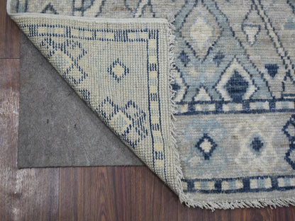 Tribal & Geometric hand-knotted wool runner in Gray, 2'9" x 9'4" — SKU O071282 (view 2)