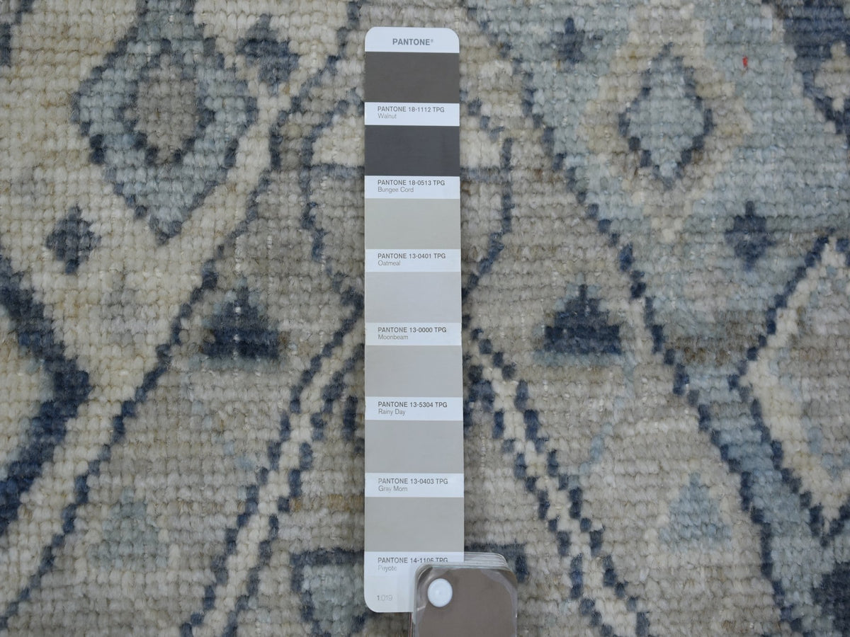 Tribal & Geometric hand-knotted wool runner in Gray, 2'9" x 9'4" — SKU O071282 (view 3)