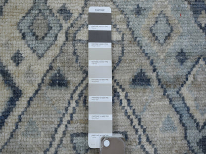 Tribal & Geometric hand-knotted wool runner in Gray, 2'9" x 9'4" — SKU O071282 (view 3)