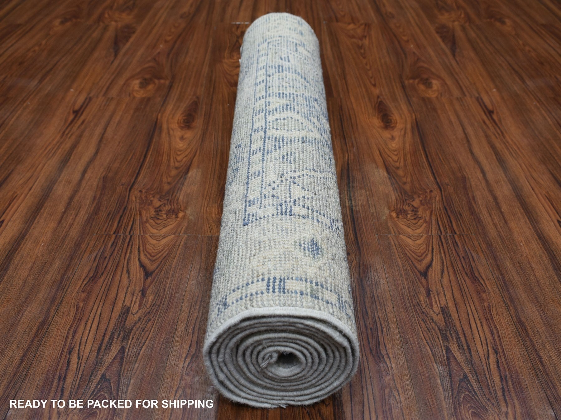 Tribal & Geometric hand-knotted wool runner in Gray, 2'9" x 9'4" — SKU O071282 (view 4)