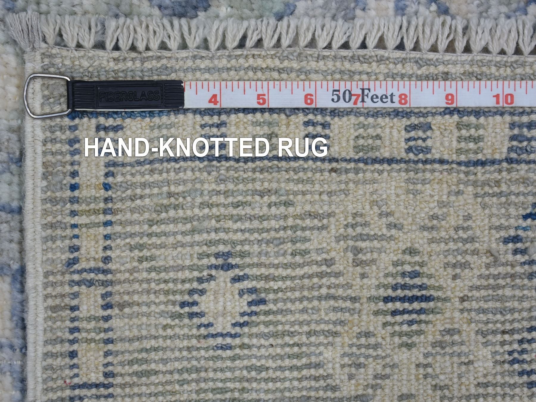 Tribal & Geometric hand-knotted wool runner in Gray, 2'9" x 9'4" — SKU O071282 (view 6)