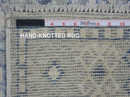 Tribal & Geometric hand-knotted wool runner in Gray, 2'9" x 9'4" — SKU O071282 (view 6)