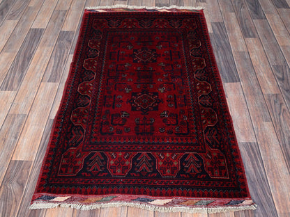 Tribal Tribal & Geometric hand-knotted wool rug in Red, 2'7" x 4'5" — SKU O0712 (view 2)