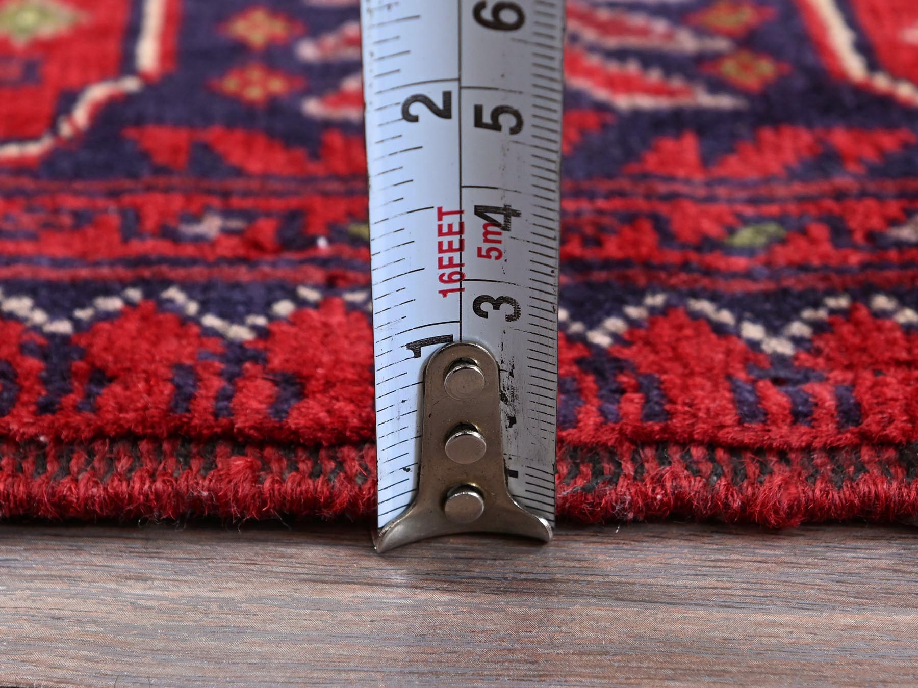 Tribal Tribal & Geometric hand-knotted wool rug in Red, 2'7" x 4'5" — SKU O0712 (view 6)