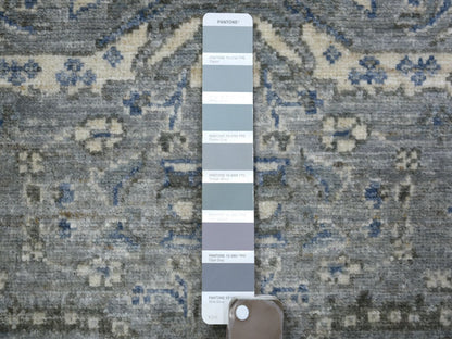 Grey 2'7" x 13'1" Oushak And Peshawar Hand knotted Wool Rug - Sku: O071304