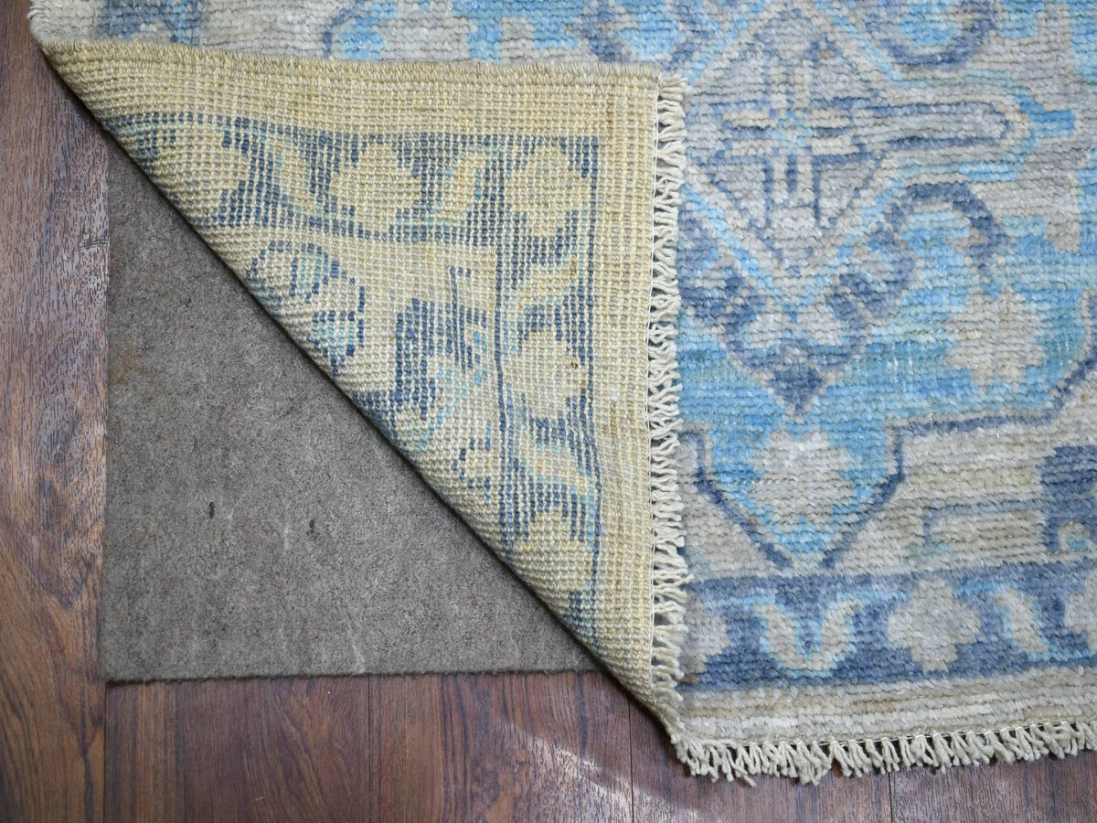 Oushak hand-knotted wool runner in Gray & Navy Blue, 3'1" x 11'9" — SKU O071329 (view 2)