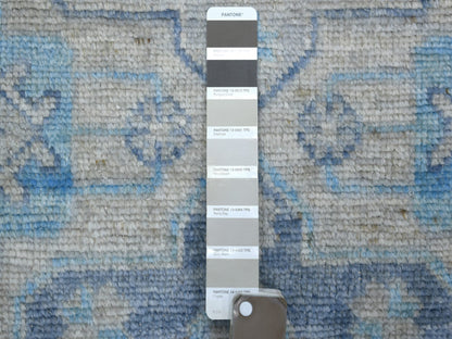 Grey 3'1" x 11'9" Oushak And Peshawar Hand knotted Wool Rug - Sku: O071329