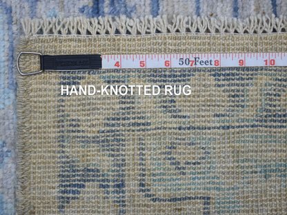 Grey 3'1" x 11'9" Oushak And Peshawar Hand knotted Wool Rug - Sku: O071329