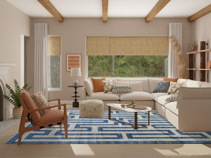 Oushak hand-knotted wool rug in Blue & Denim Blue, 9'2" x 11'9" — SKU O071348 (view 2)