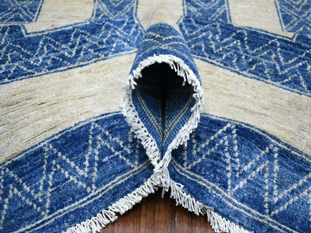 Oushak hand-knotted wool rug in Blue & Denim Blue, 9'2" x 11'9" — SKU O071348 (view 6)