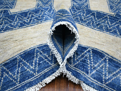 Oushak hand-knotted wool rug in Blue & Denim Blue, 9'2" x 11'9" — SKU O071348 (view 6)