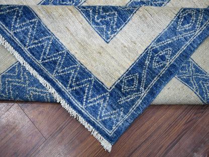 Oushak hand-knotted wool rug in Blue & Denim Blue, 9'2" x 11'9" — SKU O071348 (view 7)