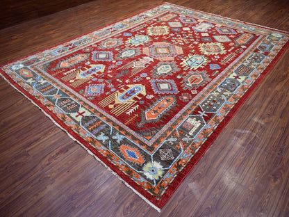 Red 9'0" x 12'0" Tribal Hand knotted Wool Rug - Sku: O071364