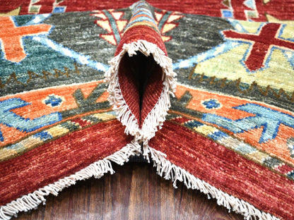 Ersari Tribal & Geometric hand-knotted wool rug in Red & Gray, 9' x 12' — SKU O071364 (view 5)