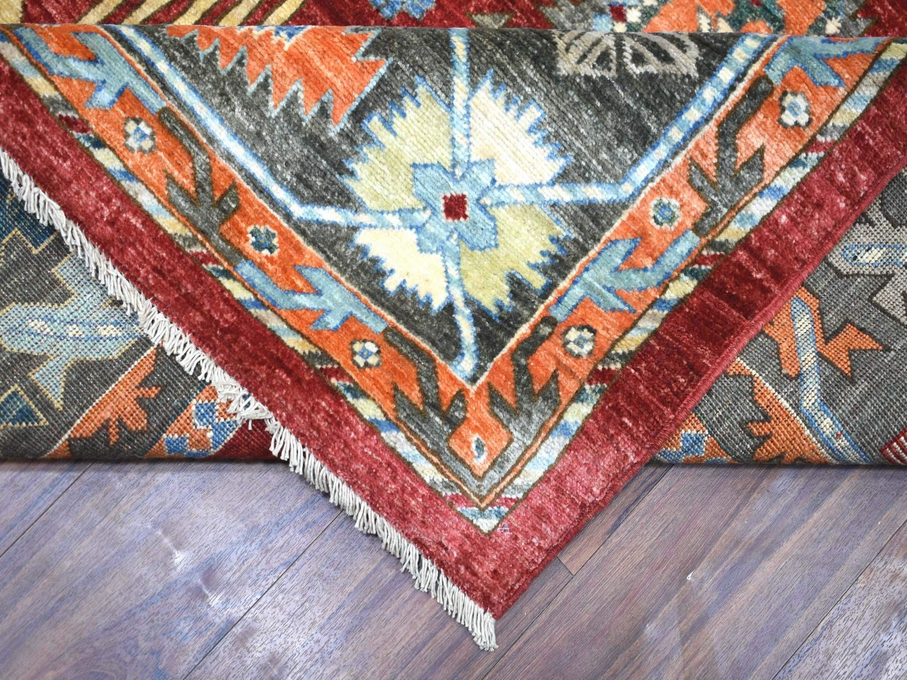 Ersari Tribal & Geometric hand-knotted wool rug in Red & Gray, 9' x 12' — SKU O071364 (view 6)