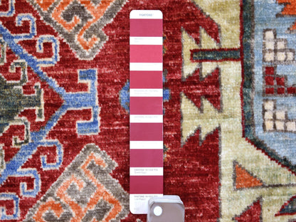 Ersari Tribal & Geometric hand-knotted wool rug in Red & Gray, 9' x 12' — SKU O071364 (view 7)
